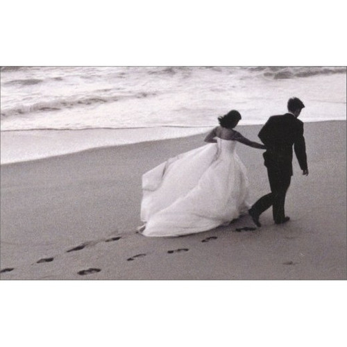 Wedding Couple Running On Beach Mini Blank Gift Enclosure Card