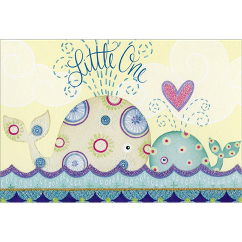 Little One Patterned Whales Nicole Tamarin Patchwork New Baby Congratulations Card: Little One