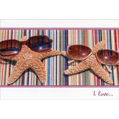 Starfish Couple with Sunglasses Valentine's Day Card: I love…