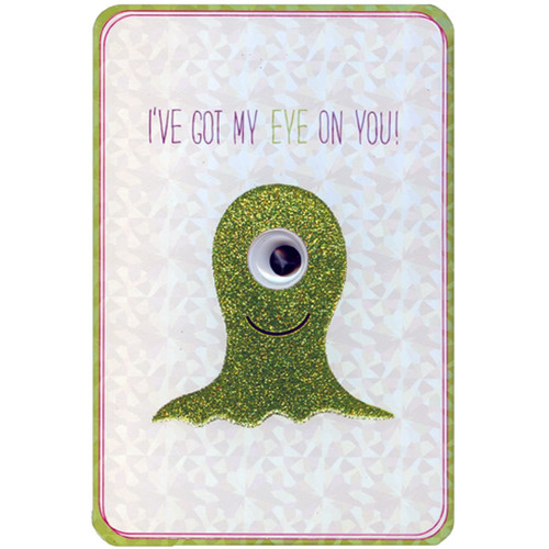 Green Monster with Googly Eye Juvenile Valentine's Day Card for Kid / Child: I've Got My Eye On You!