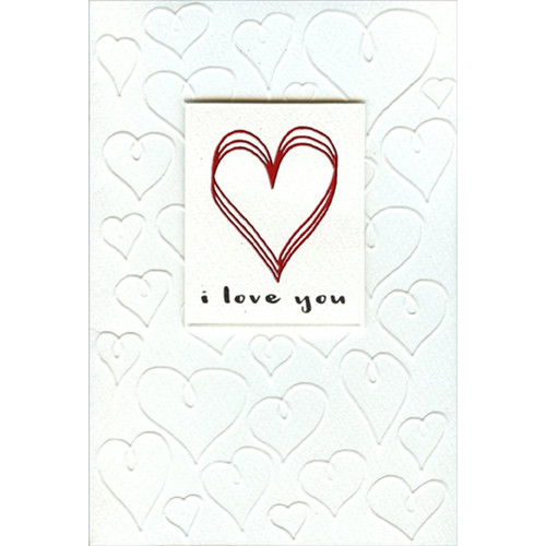 Embossed Hearts with Tip On Square and Heart Handcrafted 3D Valentine's Day Card: i love you