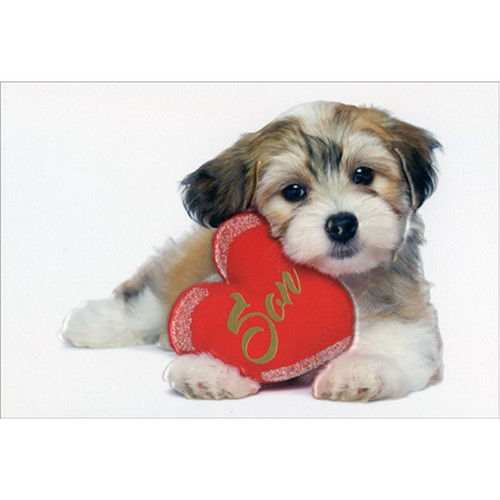 Puppy With Heart: Son Valentine's Day Card: Son