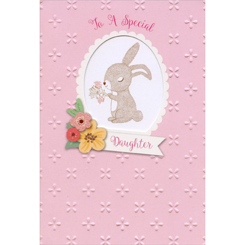 Rabbit Inside Die Cut Oval Window Easter Card for Daughter: To a Special Daughter