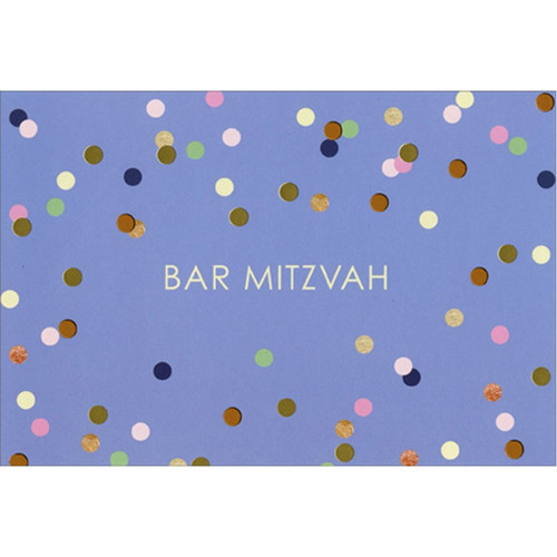 Circle Confetti On Blue Bar Mitzvah Congratulations Card: Bar Mitzvah