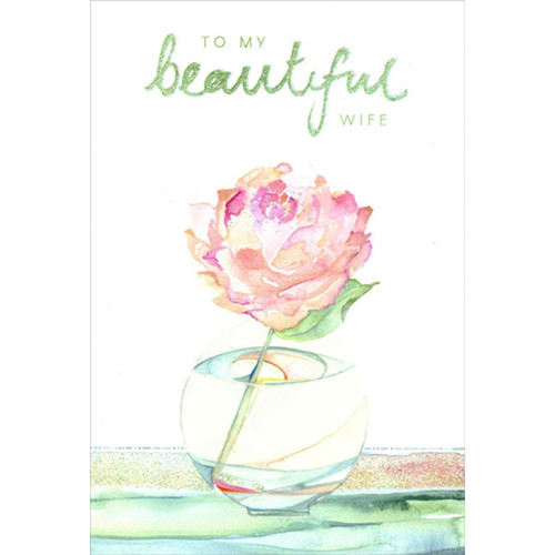 Single Watercolor Rose : Beautiful Wife Mother's Day Card: To My Beautiful Wife
