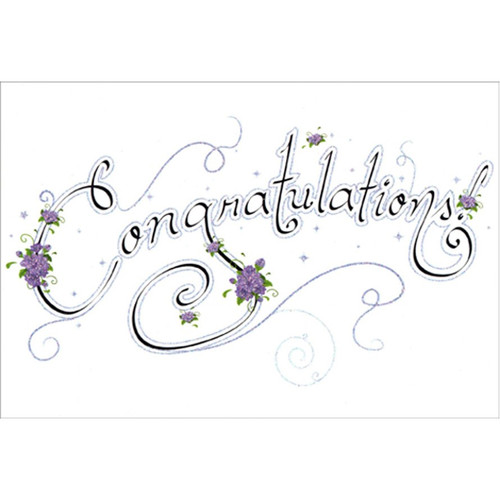 Purple Flowers on Congratulations Lettering Graduation Congratulations Card for Daughter: Congratulations