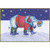 Elephant Wearing Blue Ice Skates and Red Sweater Christmas Card