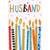 10 Brightly Patterned and Foil Accented Candles Birthday Card for Husband: Husband