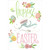 White Bunny with Blue Gingham Plaid Ribbon Easter Card: hoppy EASTER