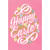 Happy Easter Script and Small Flowers on Pink Easter Card: Happy Easter