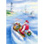 Santa Delivers Gifts on Speed Boat Nautical Christmas Card: Merry Christmas