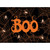 Orange Boo and Spider Webs on Black Halloween Card: BOO
