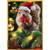 Santa Squirrel Holding Small Gold Gift Box of 10 Cute Christmas Cards
