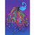 Colorful Foil Accented Peacock Tail on Purple A-Press Birthday Card for Her / Woman
