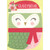 Small Green and Pink Bird Wearing Red Scarf and Hat with Pink Flower Juvenile Christmas Card for Grandmother: Grandmother