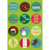 Twelve Circles with Holiday Messages and Icons on Green Background Christmas Card for Teen / Teenager: let it snow and snow and snow - naughty or nice - jingle bell rock - Merry little Christmas - deck the halls - bah hum bug - cool - all I want for Christmas is - Oh, Christmas tree - Ho Ho Ho - Ouch