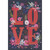 Red L-O-V-E Letters: Pink, White and Blue Flowers on Dark Background Package of 8 Valentine's Day Cards: LOVE