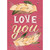 Love You 3D Tip On Letters and 3D Light Brown Feathers Hand Decorated Valentine's Day Card: LOVE you
