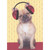 Light Brown Dog with Closed Eyes Wearing Red and Black Headphones Valentine's Day Card from Dog