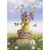 Yellow Duckling Wearing Purple and White Floral Tutu and Hat in Field of Daisies Cute Easter Card