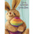 Cute Stuffed Bunny Hugging Large Colorfully Striped Egg Photo Juvenile Easter Card for Young Grandson: For an adorable grandson