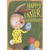 Bunny in Yellow Shirt Painting Shimmering Egg with Long Red Brush Juvenile Easter Card for Young Grandson: Happy Easter, Grandson