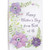 Three Pink and Purple 3D Die Cut Flowers with Gems and Purple Foil Over Green Vines on White Bkgd Hand Decorated Mother's Day Card from Both of Us: Happy Mother's Day from Both of Us