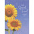 Two Large Yellow Sunflowers and White Thin Lined Flower Drawings on Blue Mother's Day Card for Friend: To a Special Friend