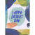 Happy Father's Day on Blue Watercolor Oval Surrounded by Green, Orange and Yellow Shapes Father's Day Card: Happy Father's Day