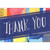 White Letters, Gold Accents on Blue Over Colorful Vertical Stripes Package of 8 Graduation Thank You Notes: Thank you