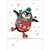 Penguin Skater Wearing Red Snowman Sweater and Blue Hat Cute Christmas Card