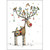 Patchwork Rudolph with Small Birds Perched on Antlers Cute Christmas Card