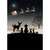 Santa Gazing: Line of Animals in Silouette Watching Santa Flying in Sleigh Cute Christmas Card