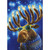 Moose with Menorah Antlers, Festive Blue Sweater and Glasses Humorous / Funny Hanukkah Card