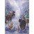 Moose, Deer, Bear, Fox, Squirrel, Chipmunk and Rabbit Gazing at Church on Hilltop Religious Christmas Card