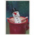 Marshmallow Snowman with Black Hat and Peppermint Arms Floating in Red Mug Box of 10 Christmas Cards