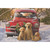 Red Truck, Wreath and Family of Golden Labrador Retrievers in Snow Dog Christmas Card