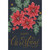 Three Embossed Red Poinsettias with Holly Leaves and Berries on Dark Background Christmas Card: Merry Christmas