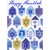 Four Rows of Blue, Purple and Yellow Driedels with Purple Foil Accents Hanukkah Card: Happy Hanukkah