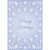 Laser Cut Window Shapes on Blue Over White Holographic Background Happy Holidays Card: Happy Holidays