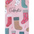 Various Pattern Stockings on Pink Background Christmas Card for Goddaughter: For you, Goddaughter