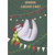 Cute Sloth Hanging from Light String on Dark Green Juvenile Christmas Card for Grandson: Grandson, Christmas is here!