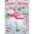 Unicorn with Pink Mane and Red Scarf Carrying Green Present in Mouth Juvenile Christmas Card for Young Girl: Merry Christmas