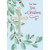 White Cross with Thin Gold Foil Lines, Branches and Berries on Light Blue Polka Dots Religious Christmas Card for Son: For You, Son, at Christmas