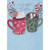 Red and Green Mugs with 3D Die Cut Whipped Cream and Peppermint Stick on Light Blue Hand Decorated Christmas Card for Sister from Sister: So Grateful We're Sisters