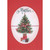 Oval 3D Die Cut Banner with Tree, Red and White String Bow and Sequins Over Red Diagonal Stripes Hand Decorated Christmas Card for Mother: Mother