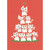 Pyramid of Happy White Cats on Orange Christmas Card
