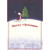 Santa Decorating Single Tree on Hill Under Snow Filled Dark Sky Christmas Card: Merry Christmas