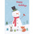 Cute Snowman, Cardinal, Rabbit and Fox on Light Blue Christmas Card: Happy Holidays