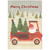 3D Santa Driving Red Pickup Filled with Trees with Gem Stars Hand Decorated Christmas Card: Merry Christmas